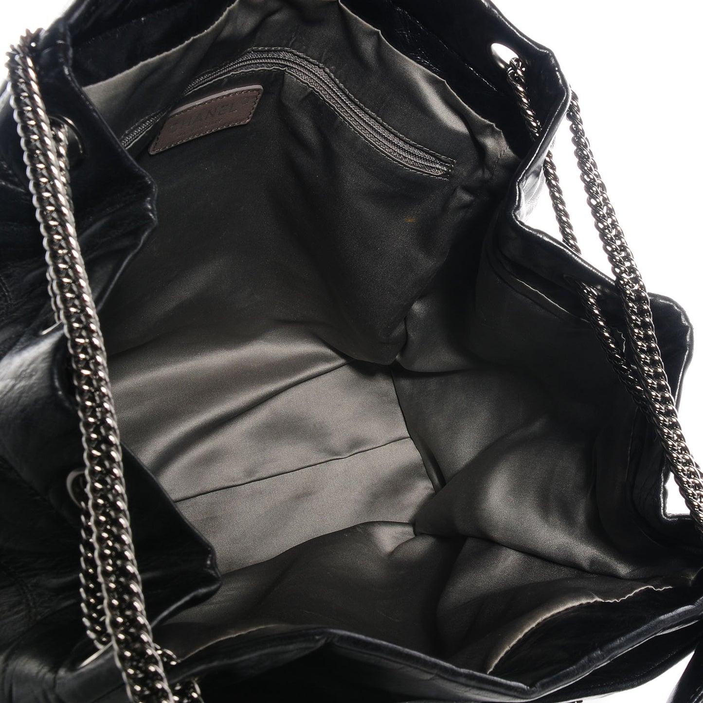 Lambskin Square Stitched LAX Accordian Hobo Large Black