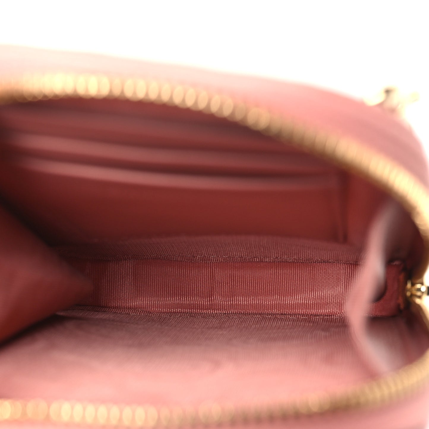 Lambskin Cannage Lady Dior Phone Holder Deep Nude