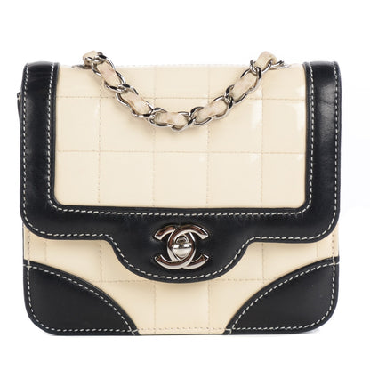 Chanel Patent Square Quilt Mini Flap White Black 1 of 9
