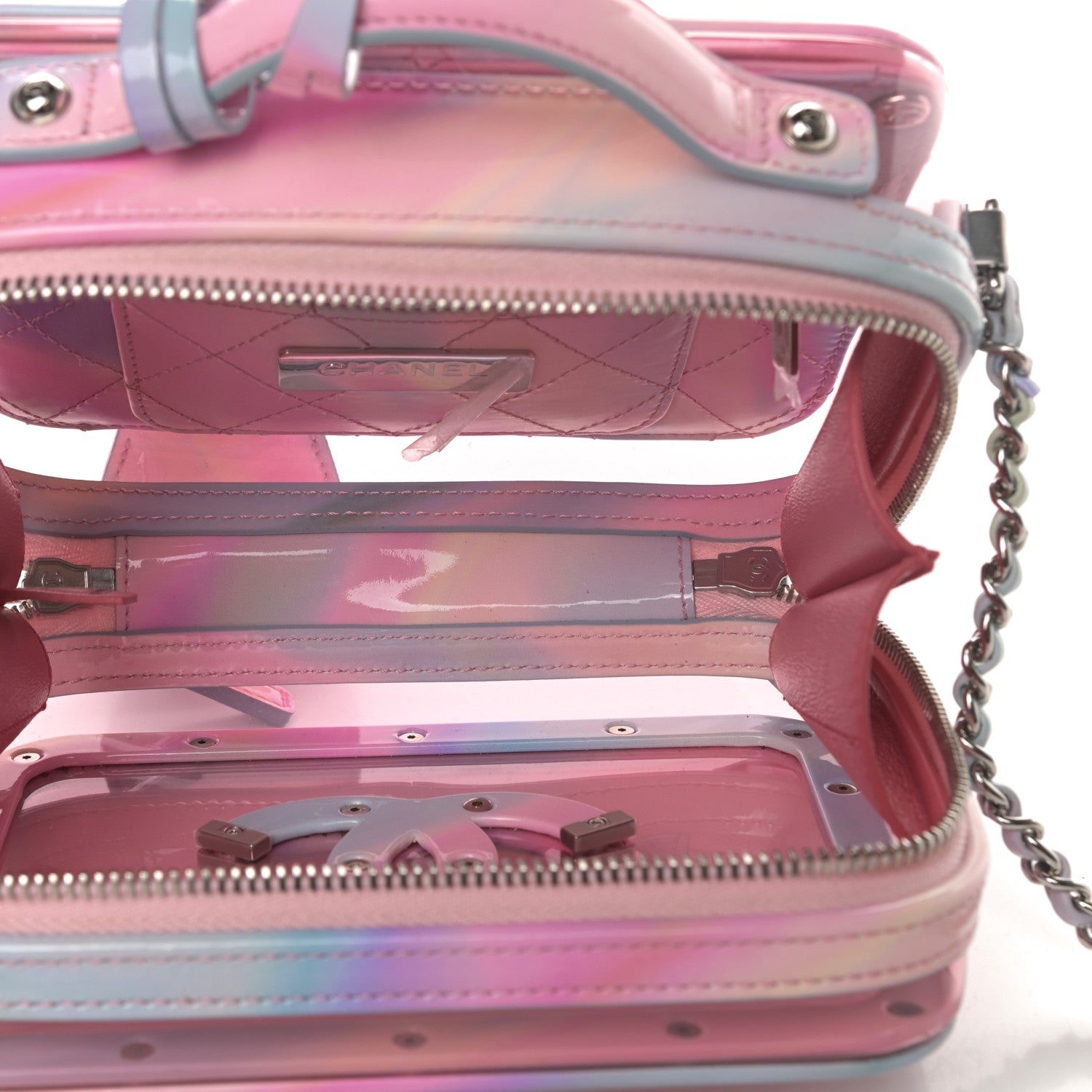 Chanel PVC Patent Calfskin Patent Lambskin Small CC Vanity Case Pink 5 of 11