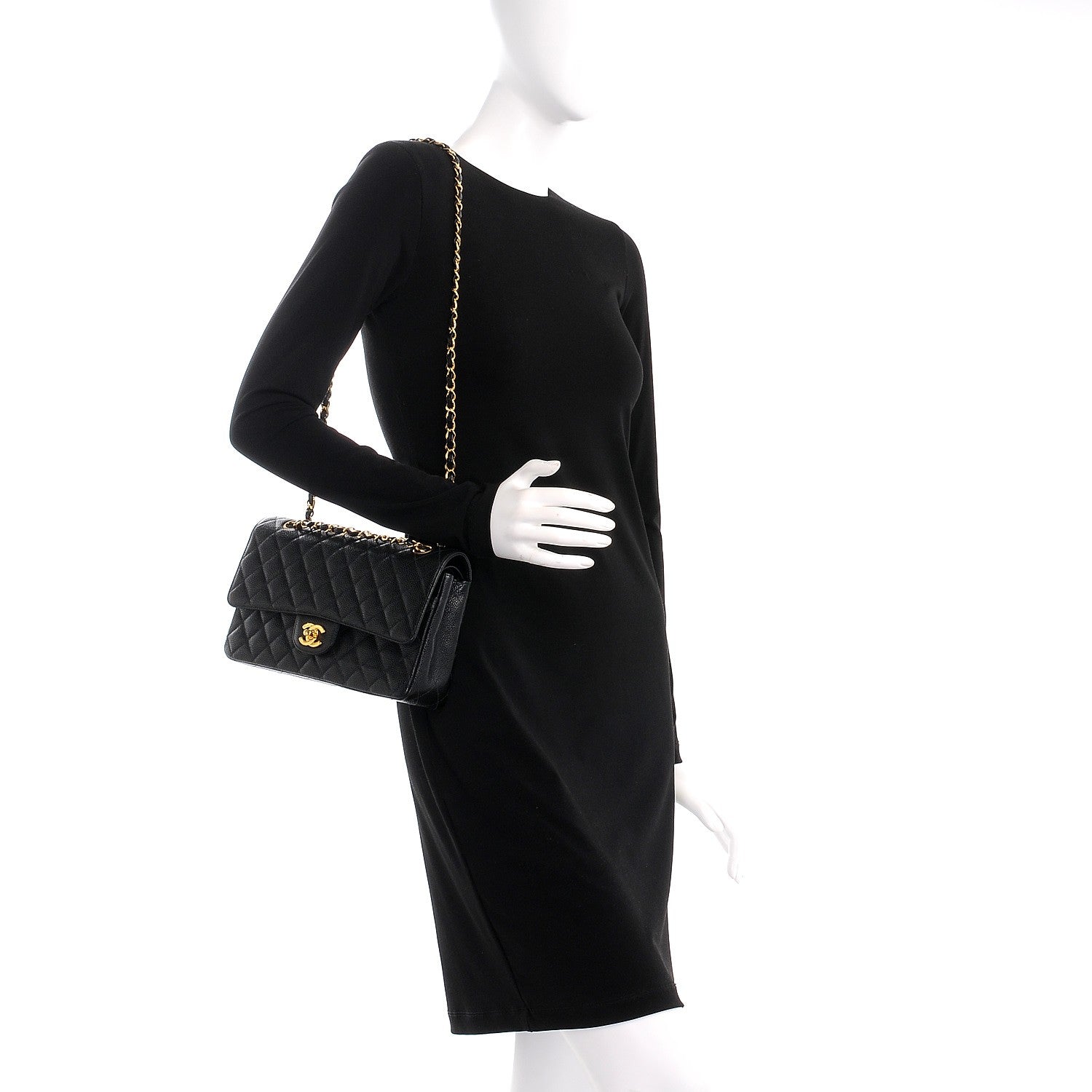 Chanel Caviar Quilted Medium Double Flap Black 2 of 10