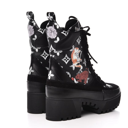 Louis Vuitton Suede Calfskin Catogram Laureate Platform Desert Boots 38 Black 4 of 10