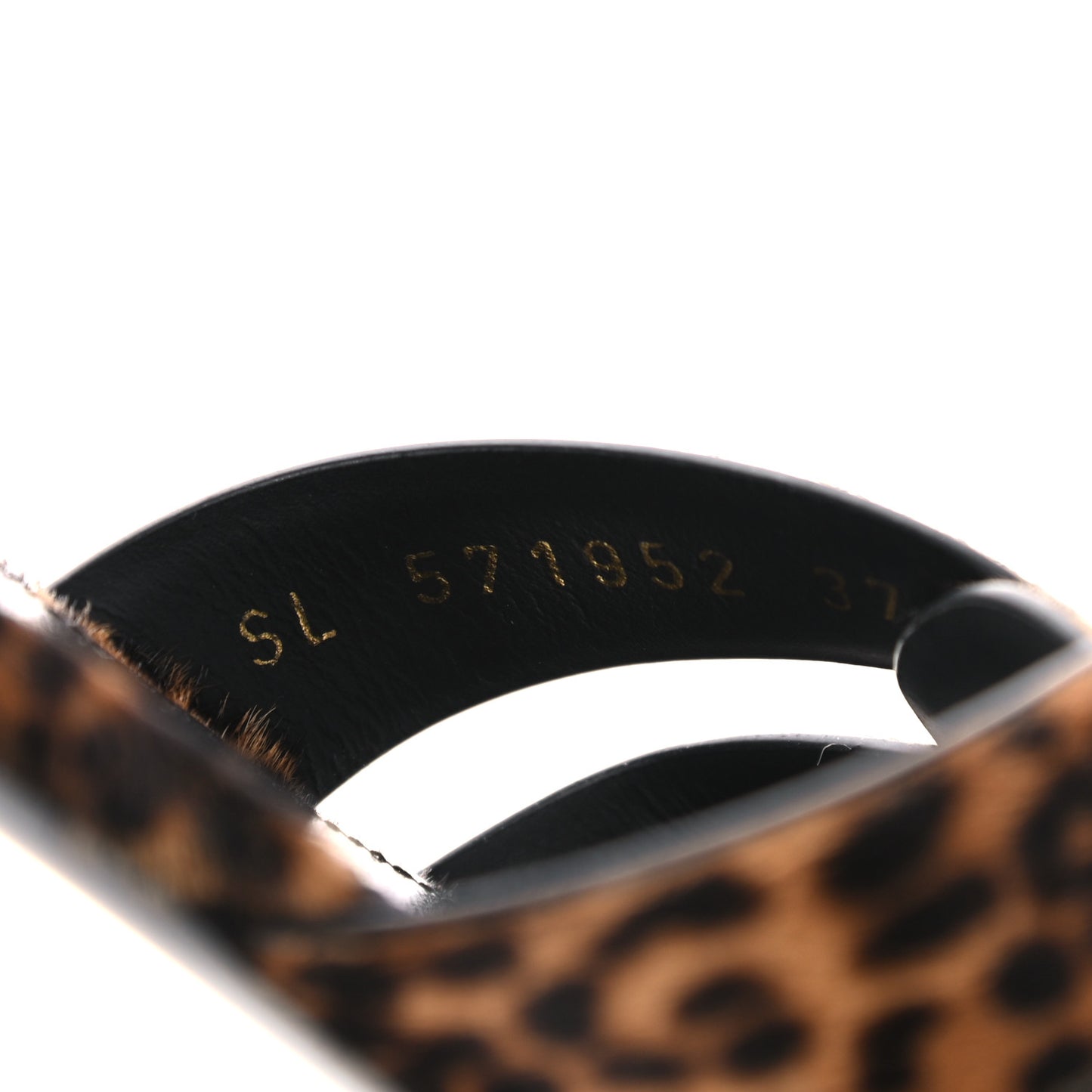 Calfskin Leopard Print Tribute 05 Slide Sandals 37 Manto Natural