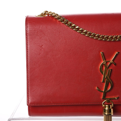 Saint Laurent Smooth Calfskin Medium Classic Monogram Kate Tassel Satchel Lipstick Red 9 of 25