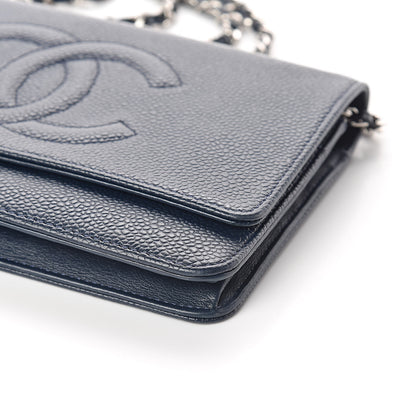 Chanel Caviar Timeless CC Wallet On Chain WOC Navy Blue 11 of 11