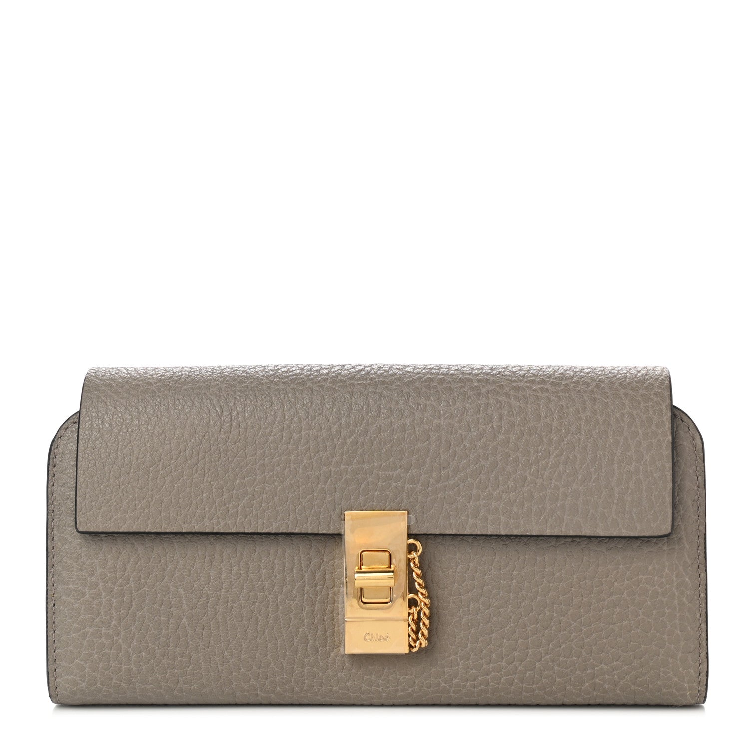 Chloe Grained Lambskin Drew Long Wallet with Flap Motty Grey 1 of 10