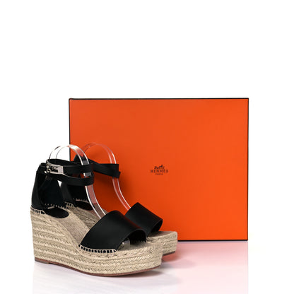 Hermes Calfskin Tipoli Espadrille Wedges 40 Black 9 of 9
