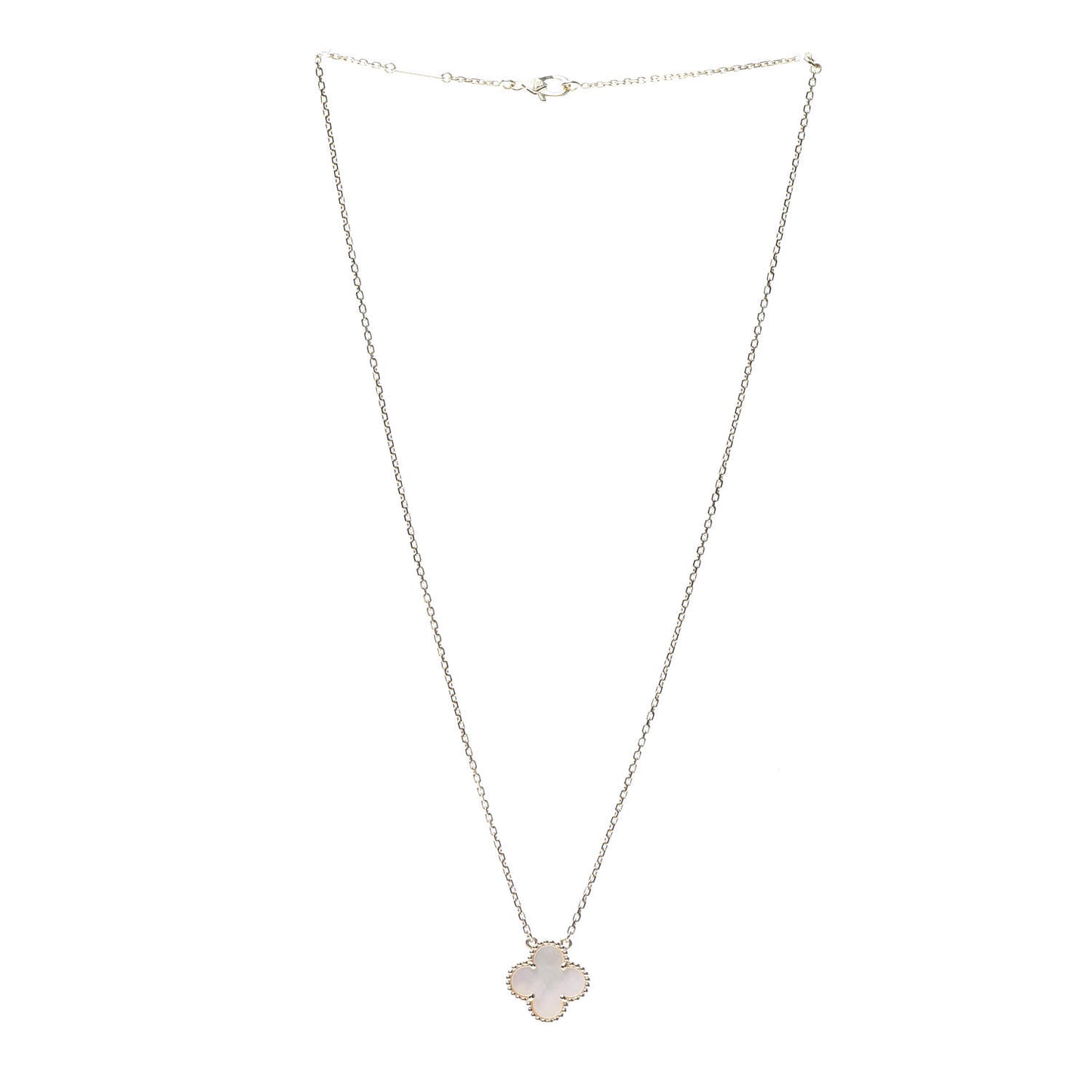 18K Yellow Gold Mother of Pearl Vintage Alhambra Pendant Necklace