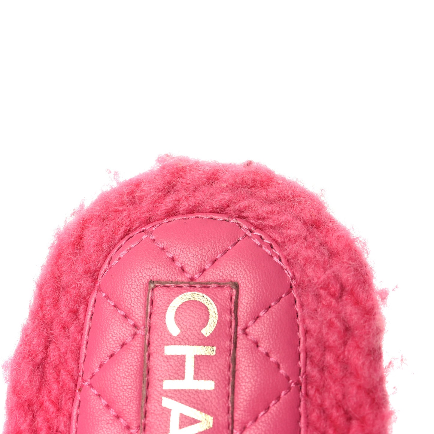 Cord Lambskin Quilted Logo Sandals 37 Pink