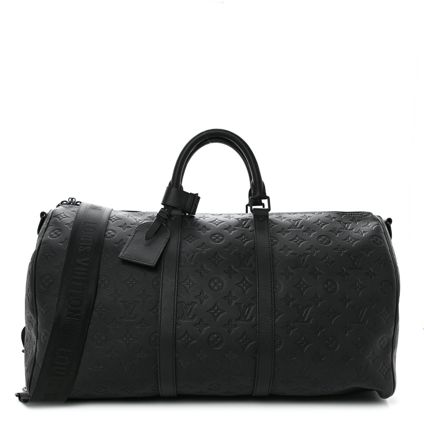 Calfskin Shadow Monogram Keepall Bandouliere 50 Black