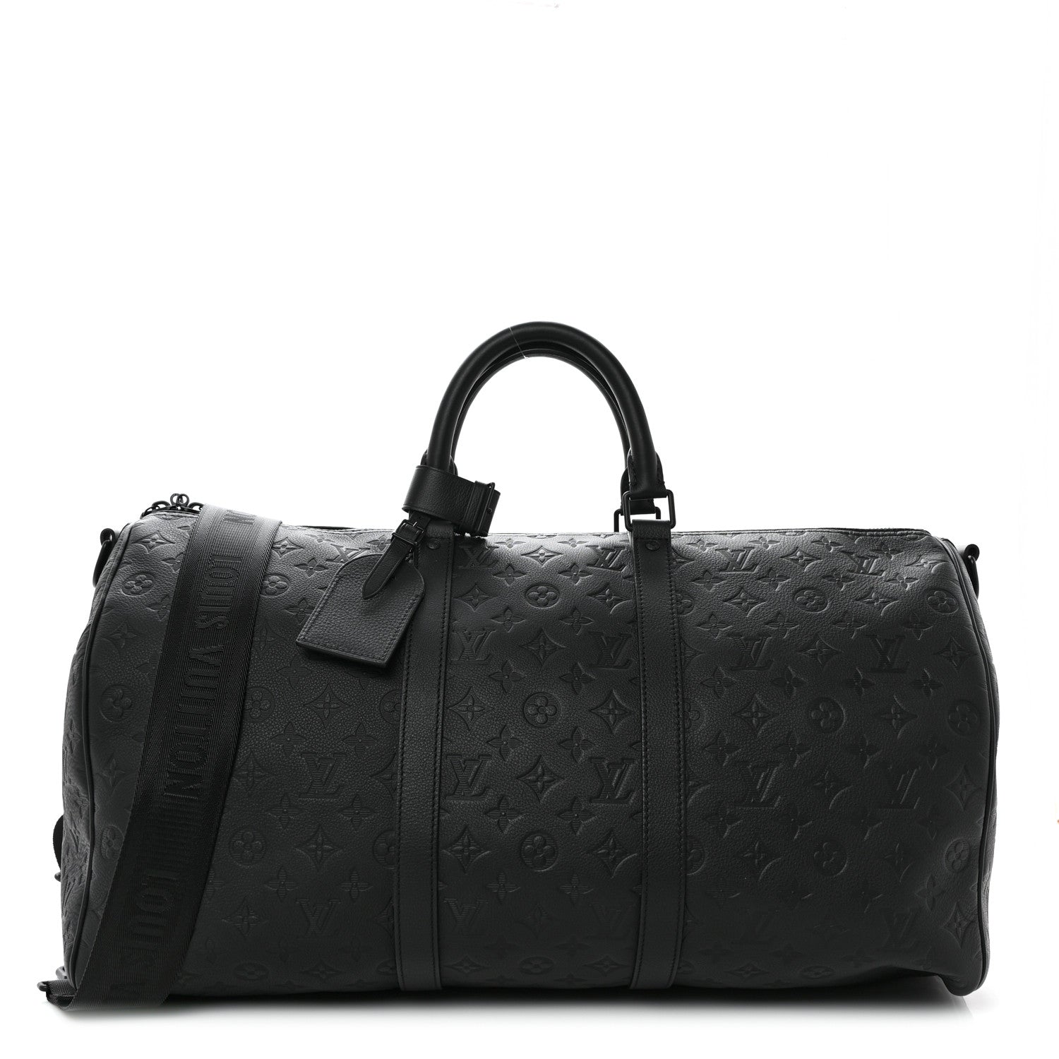 Louis Vuitton Calfskin Shadow Monogram Keepall Bandouliere 50 Black 1 of 9