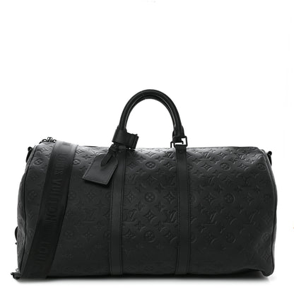 Louis Vuitton Calfskin Shadow Monogram Keepall Bandouliere 50 Black 1 of 9