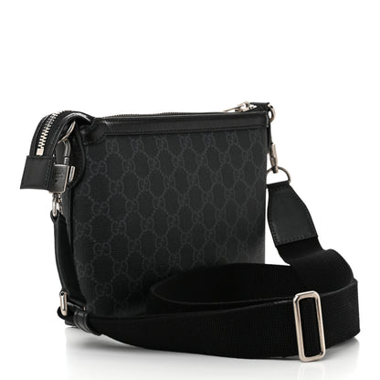 Gucci GG Supreme Monogram Azalea Calfskin Retro Interlocking G Wristlet Messenger Bag Black 3 of 10