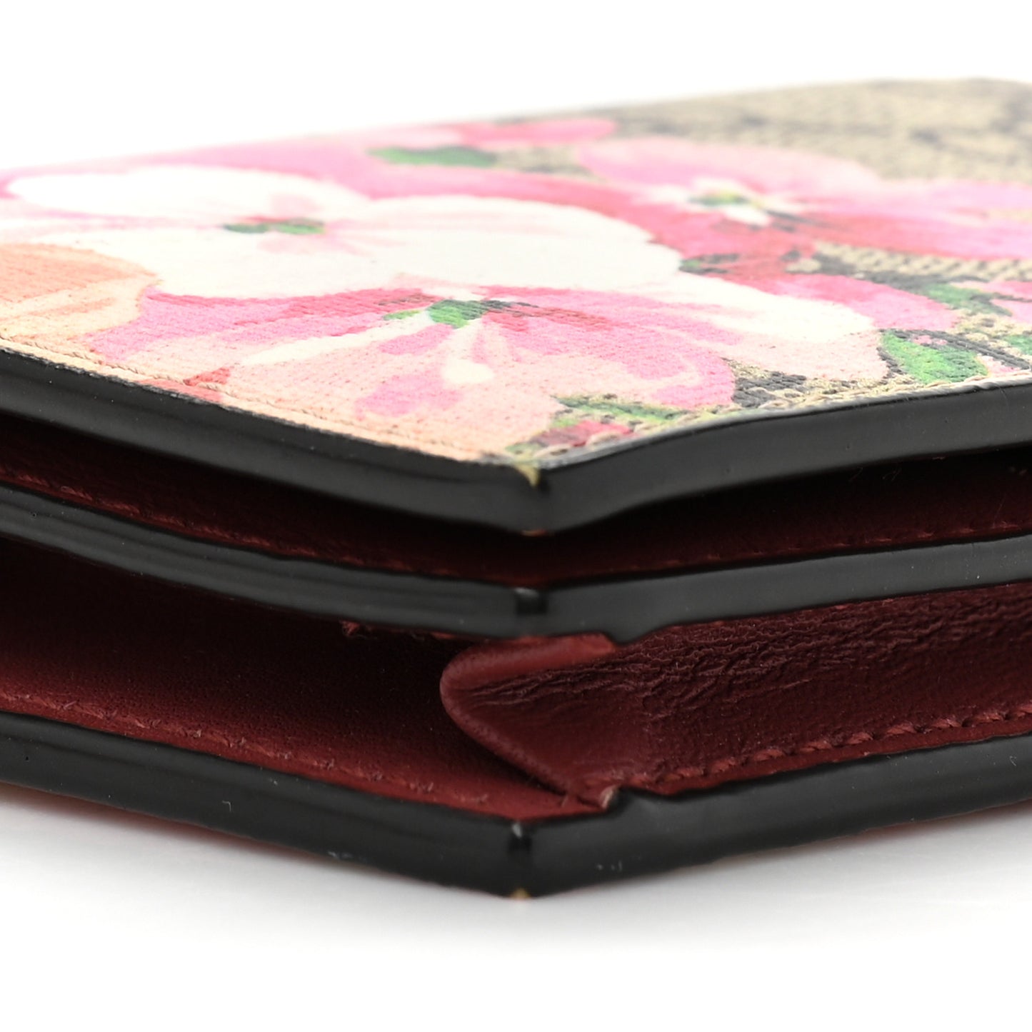 GG Supreme Monogram Blooms Card Case Wallet Beige Multicolor Dry Rose