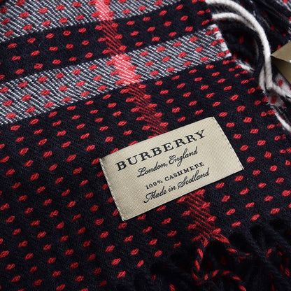 Burberry Cashmere Military Stitch Giant Check Scarf Navy 7 of 7