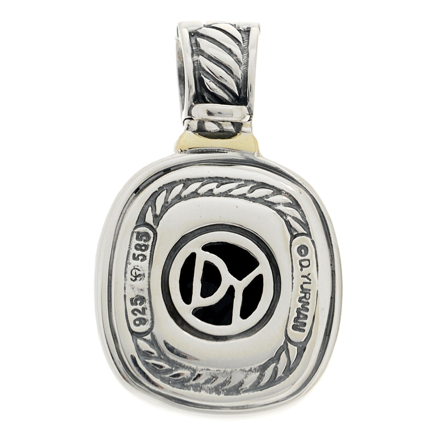 Sterling Silver 14K Yellow Gold Black Onyx Albion Enhancer Pendant