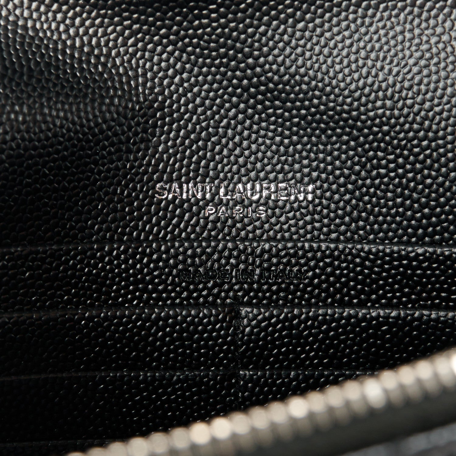 Saint Laurent Grain De Poudre Matelasse Chevron Monogram Envelope Chain Wallet Black 6 of 11