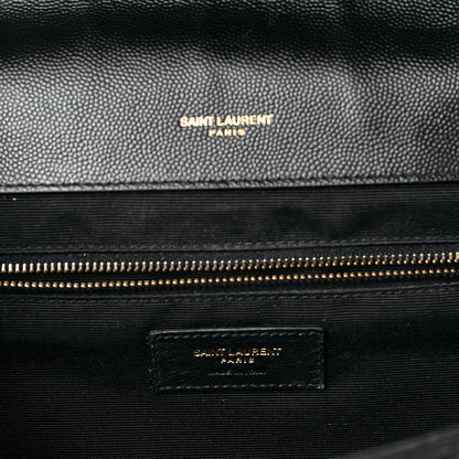 Saint Laurent Grain De Poudre Textured Mixed Matelasse Large Triquilt Monogram Satchel Black 5 of 7