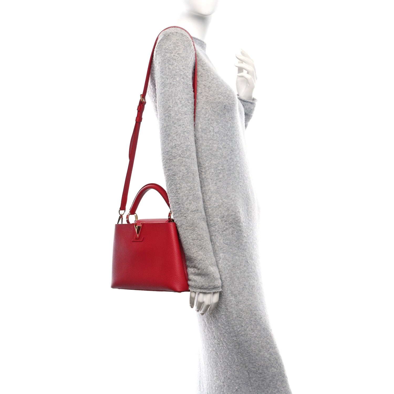 Louis Vuitton Taurillon Capucines BB Scarlet Red 2 of 11