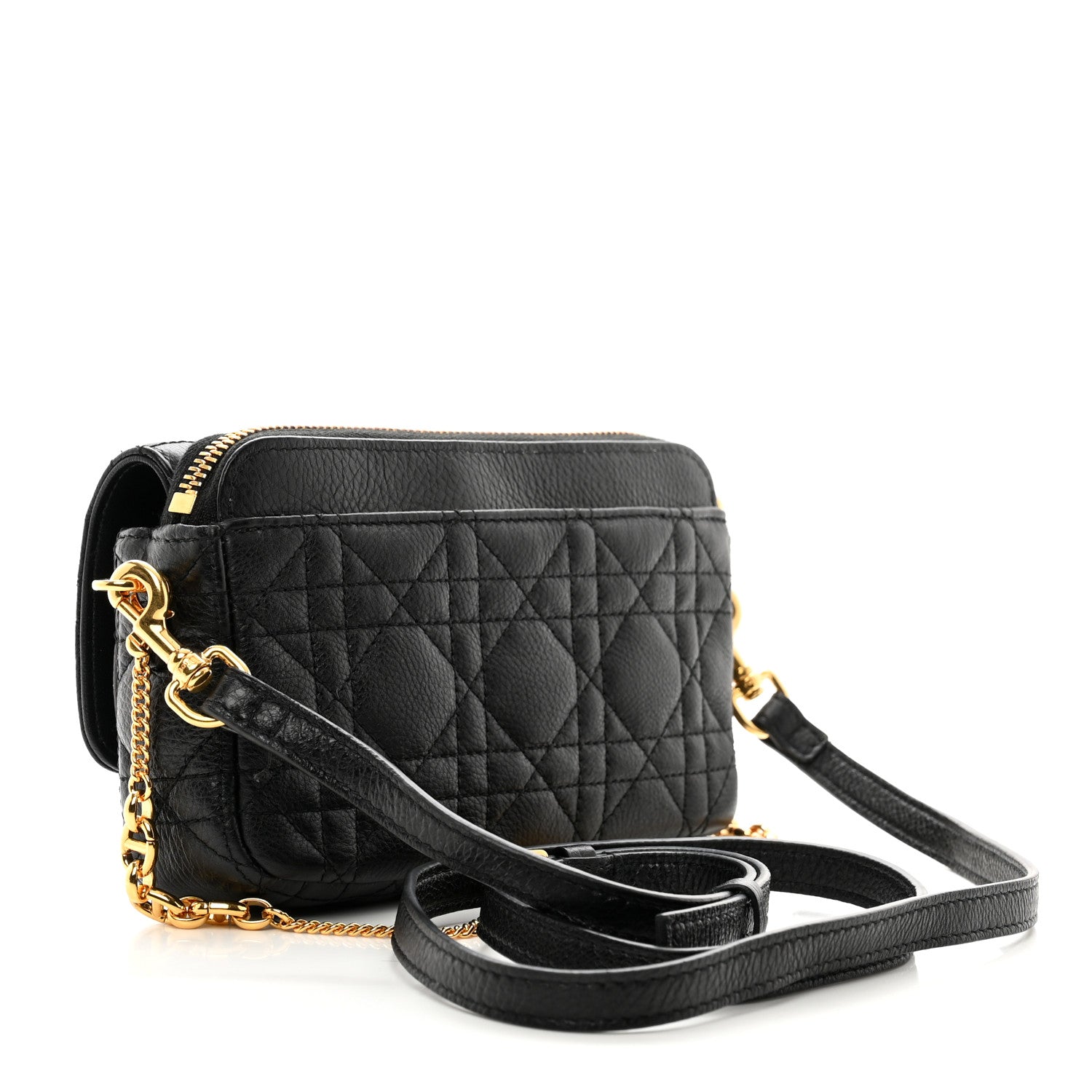 Christian Dior Supple Calfskin Cannage Caro Pouch with Chain Black 3 of 9