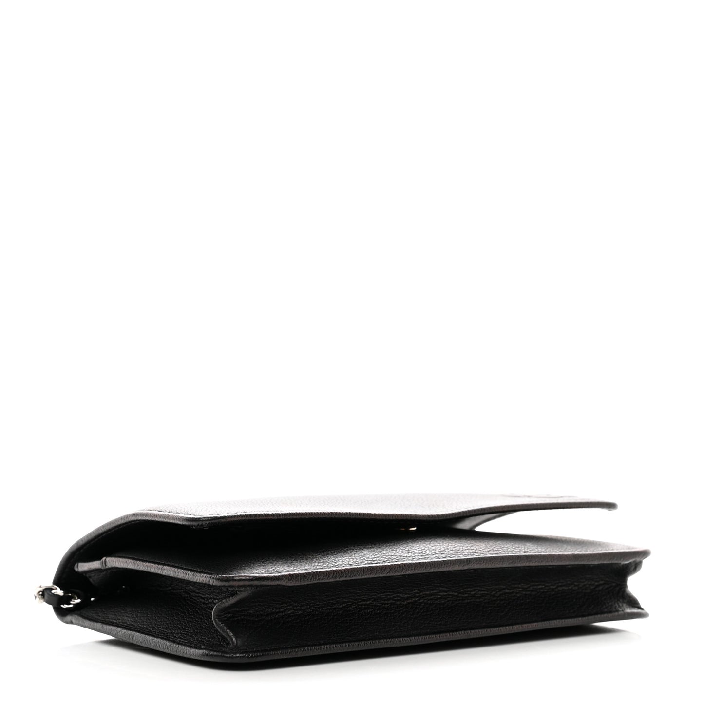 Calfskin Camellia Wallet on Chain WOC Black