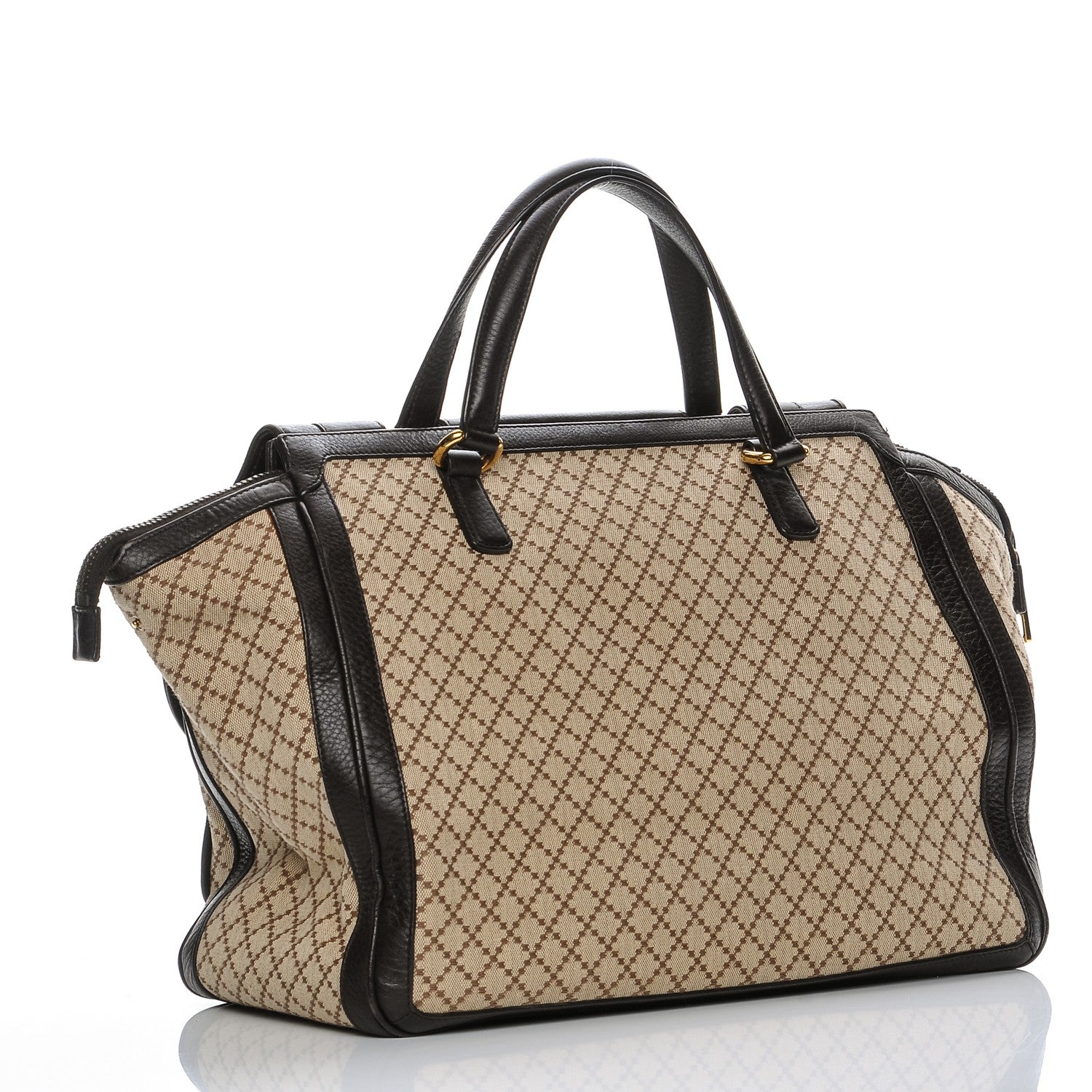 Gucci Diamante Cellarius Calfskin Medium 1973 Top Handle Bag Beige Ebony Cocoa 3 of 11