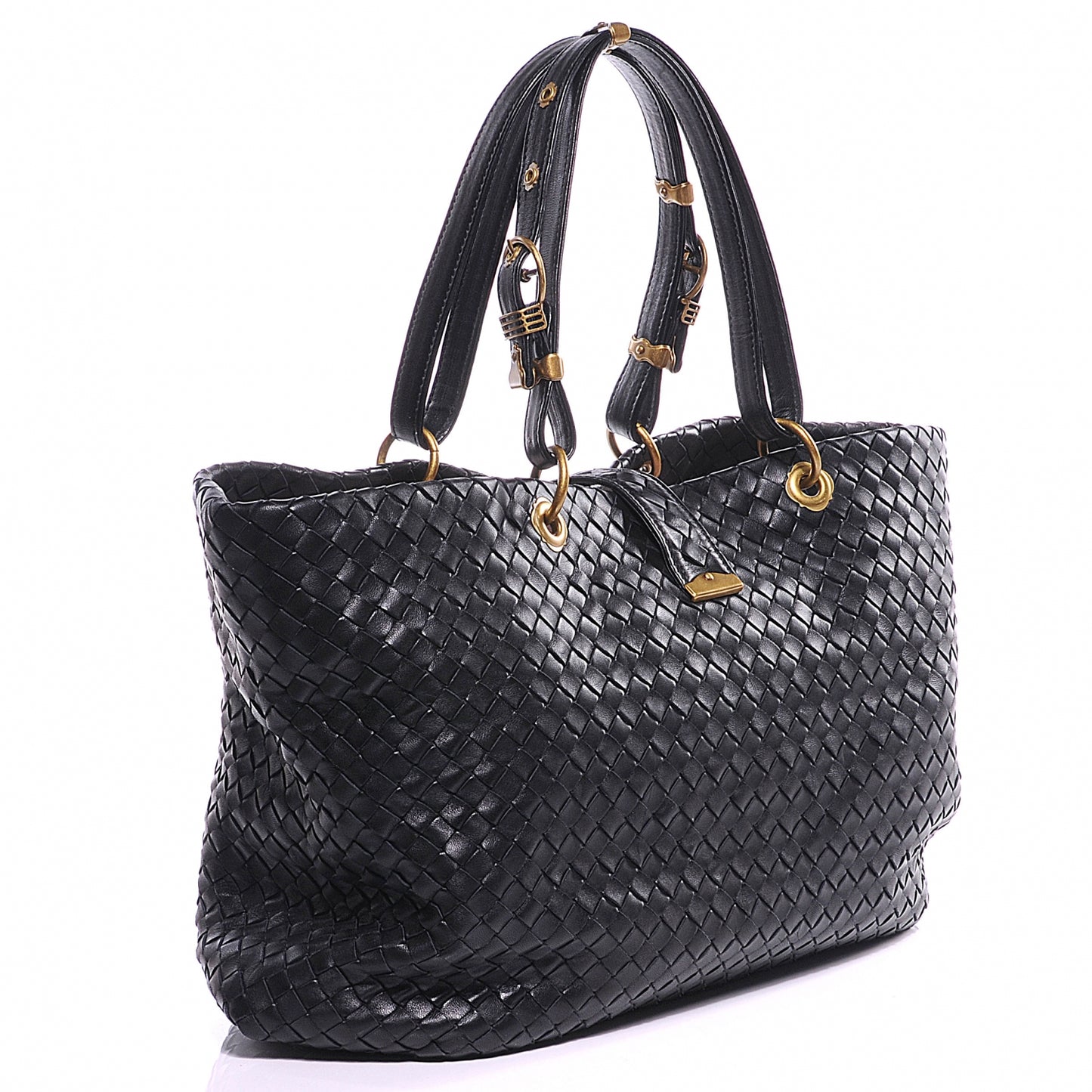 Leather Intrecciato Capri Tote Black