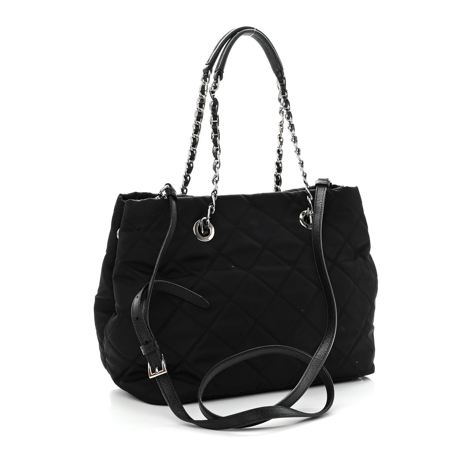 Nylon Tessuto Impuntu Quilted Tote Black