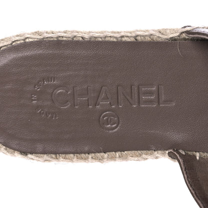 Chanel Calfskin CC Espadrille Mules 39 Dark Beige 8 of 11