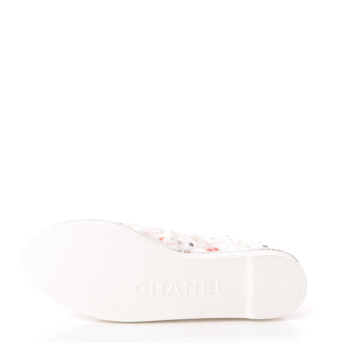 PVC Tweed CC Espadrilles 37 Coral White Transparent