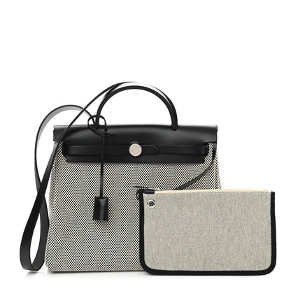 Hermes Vache Hunter Criss Viking Herbag Zip Retourne 31 PM Ecru Black 1 of 14