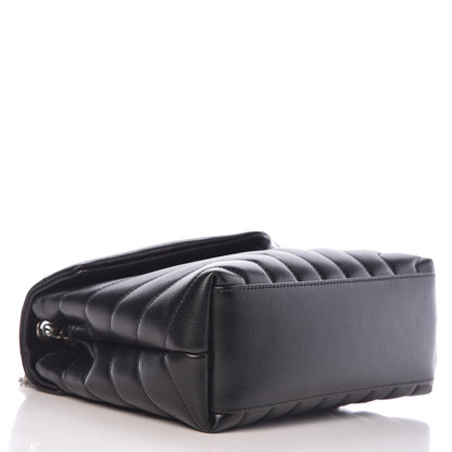Saint Laurent Calfskin Y Quilted Monogram Small Loulou Chain Satchel Black 4 of 13