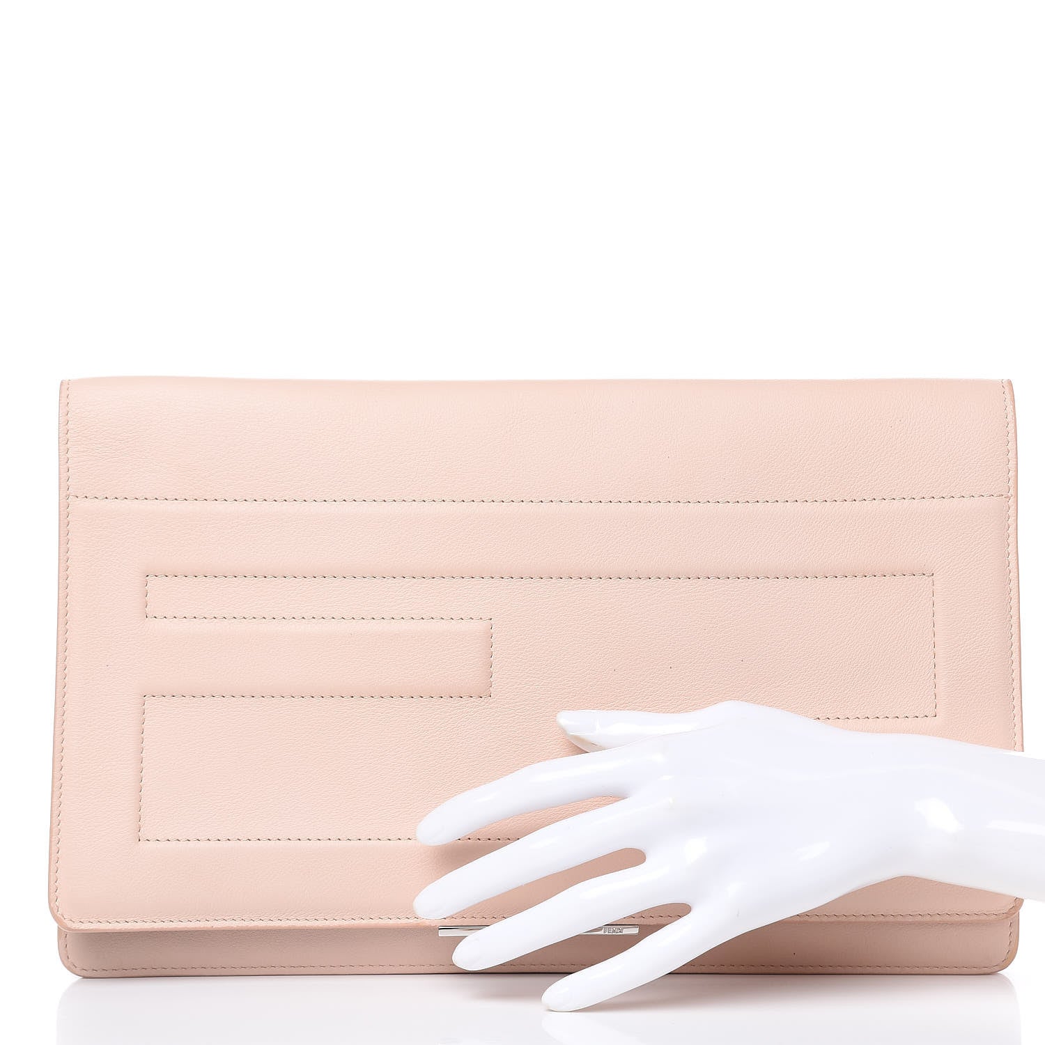 Fendi Vitello Flamingo Tube Macro Clutch Camelia 2 of 10
