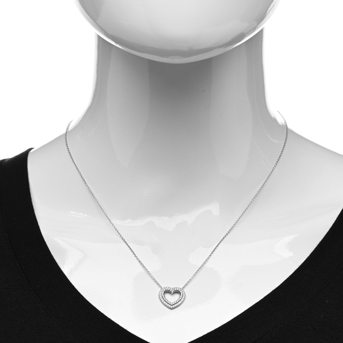 Platinum Diamond Metro Heart Pendant Necklace