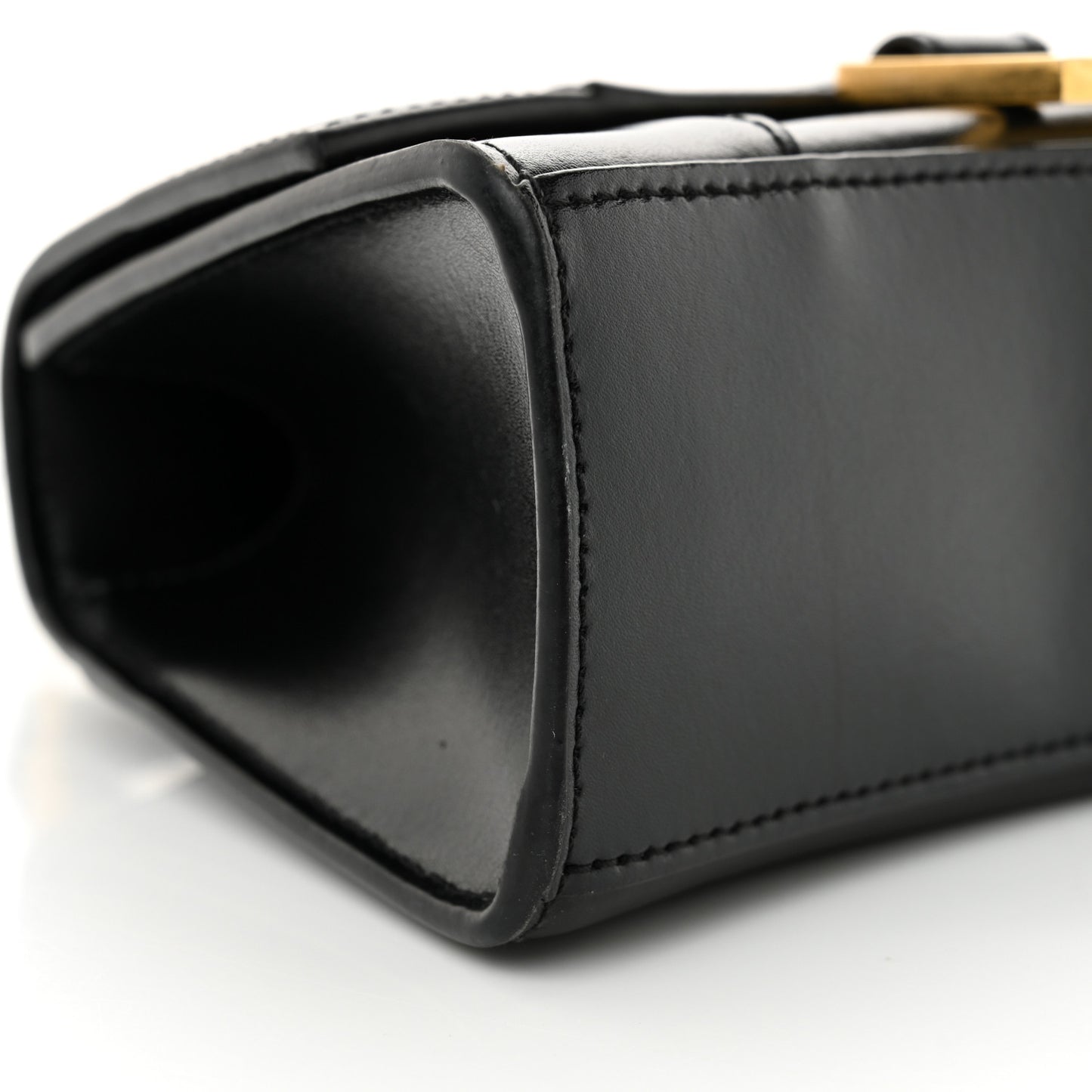 Shiny Box Calfskin Hourglass Top Handle Bag XS Black