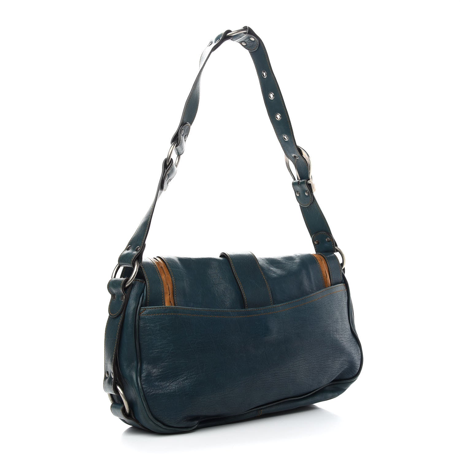 Christian Dior Calfskin Medium Gaucho Double Saddle Bag Dark Blue 2 of 8