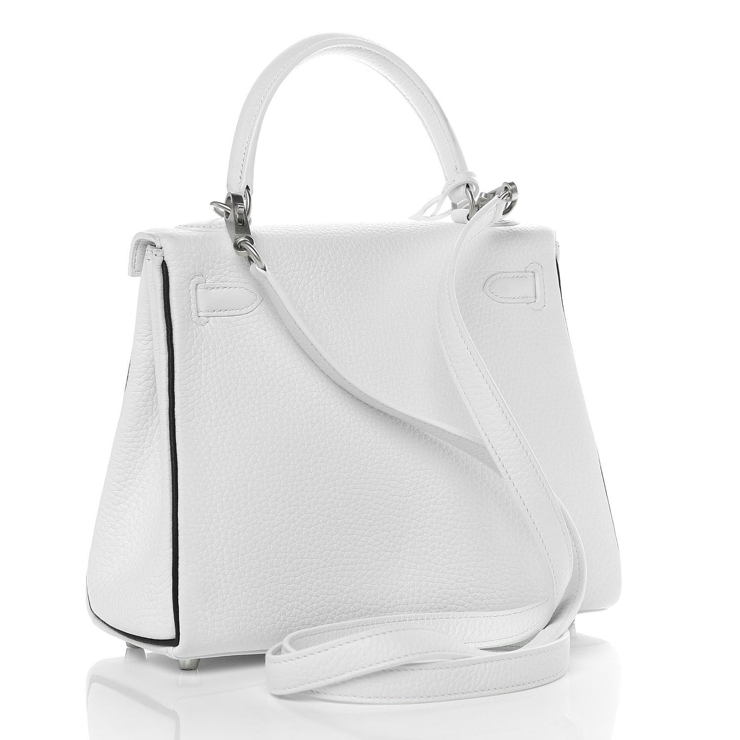 Taurillon Clemence Horseshoe Kelly Retourne 25 White Black
