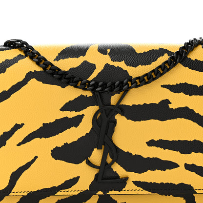 Saint Laurent Grain De Poudre Zebra Print Small Classic Monogram Kate Satchel Yellow 8 of 10