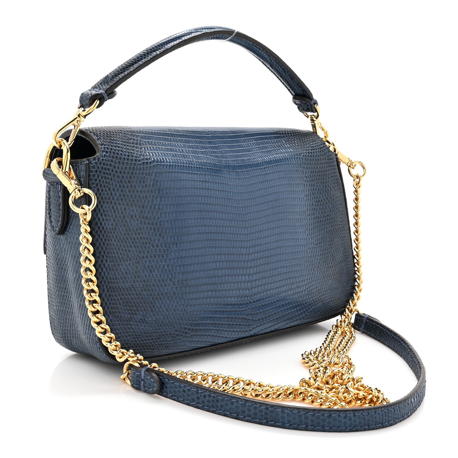 Fendi Lizard Mini Baguette Blue 3 of 10