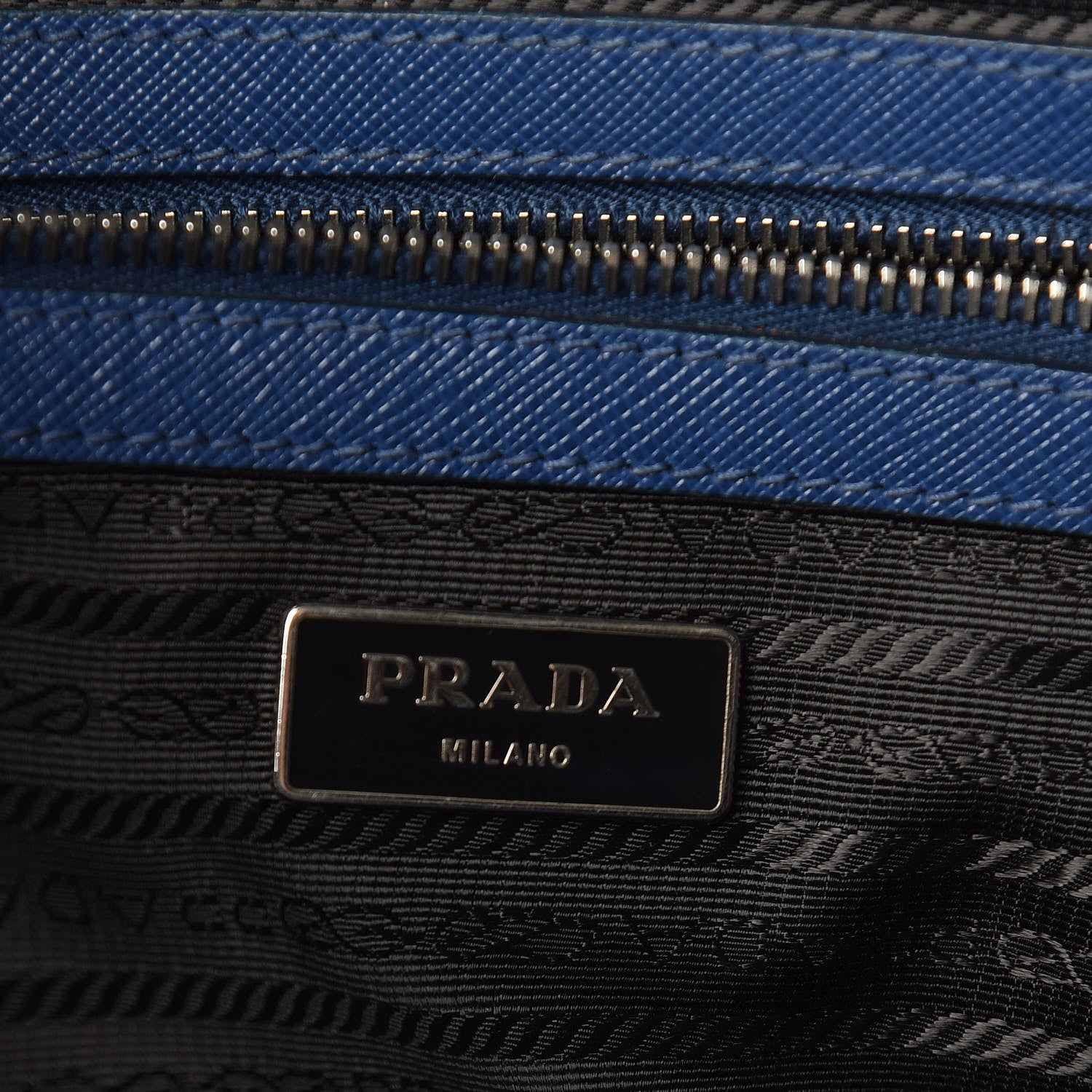 Prada Saffiano Righe Briefacase Bleuette 6 of 15