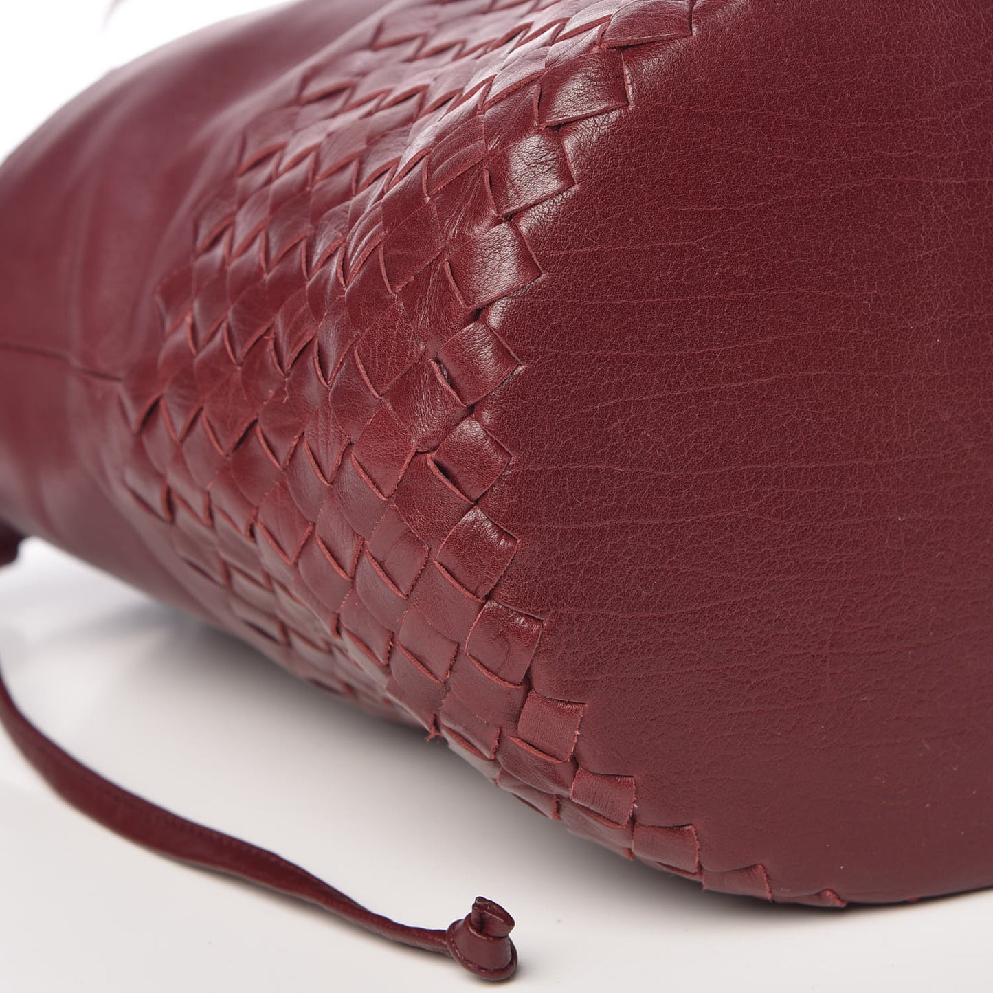 Nappa Intrecciato Drawstring Bucket Bag Barolo