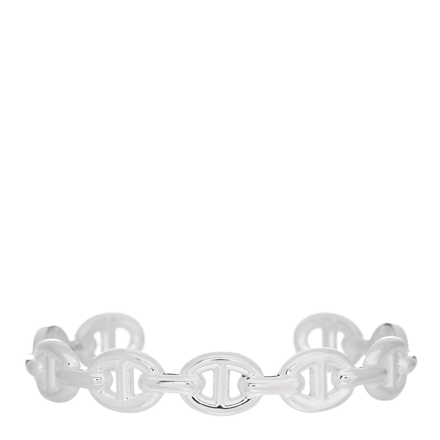 Hermes Sterling Silver MM Chaine d'Ancre Enchainee Cuff Bracelet SH 1 of 4