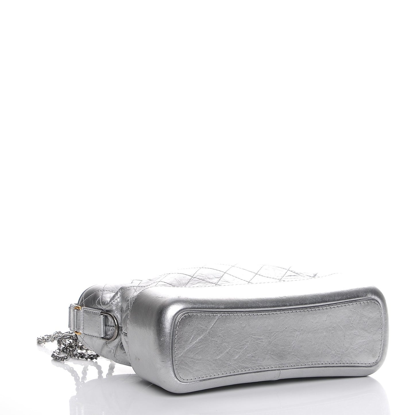 Metallic Aged Calfskin Quilted Medium Gabrielle Silver