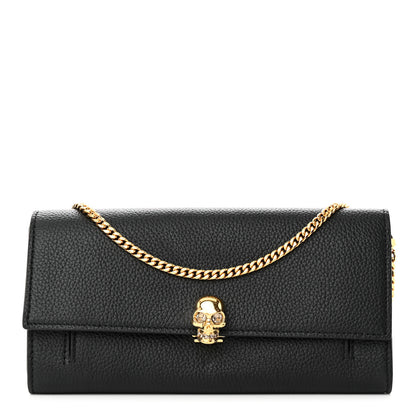 Alexander McQueen Pebbled Calfskin Skull Wallet on Chain Black 1 of 13