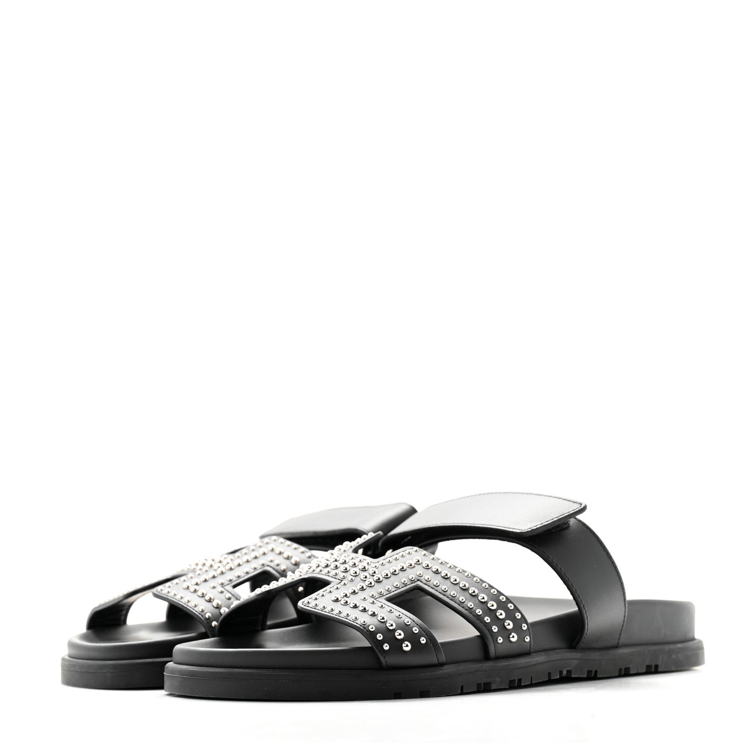 Mini Stud Calfskin Womens Chypre Sandals 39 Black