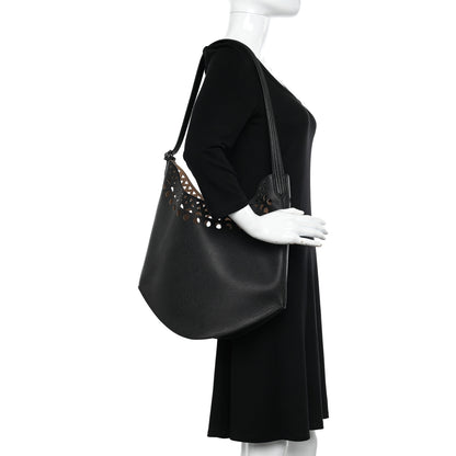 Alaia Calfskin Laser Cut Medium Gail Shoulder Bag Black 2 of 10