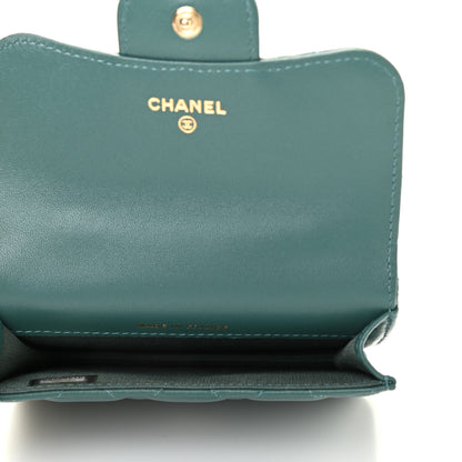 Chanel Lambskin Quilted Top Handle Flap Coin Purse With Chain Green 4 of 9