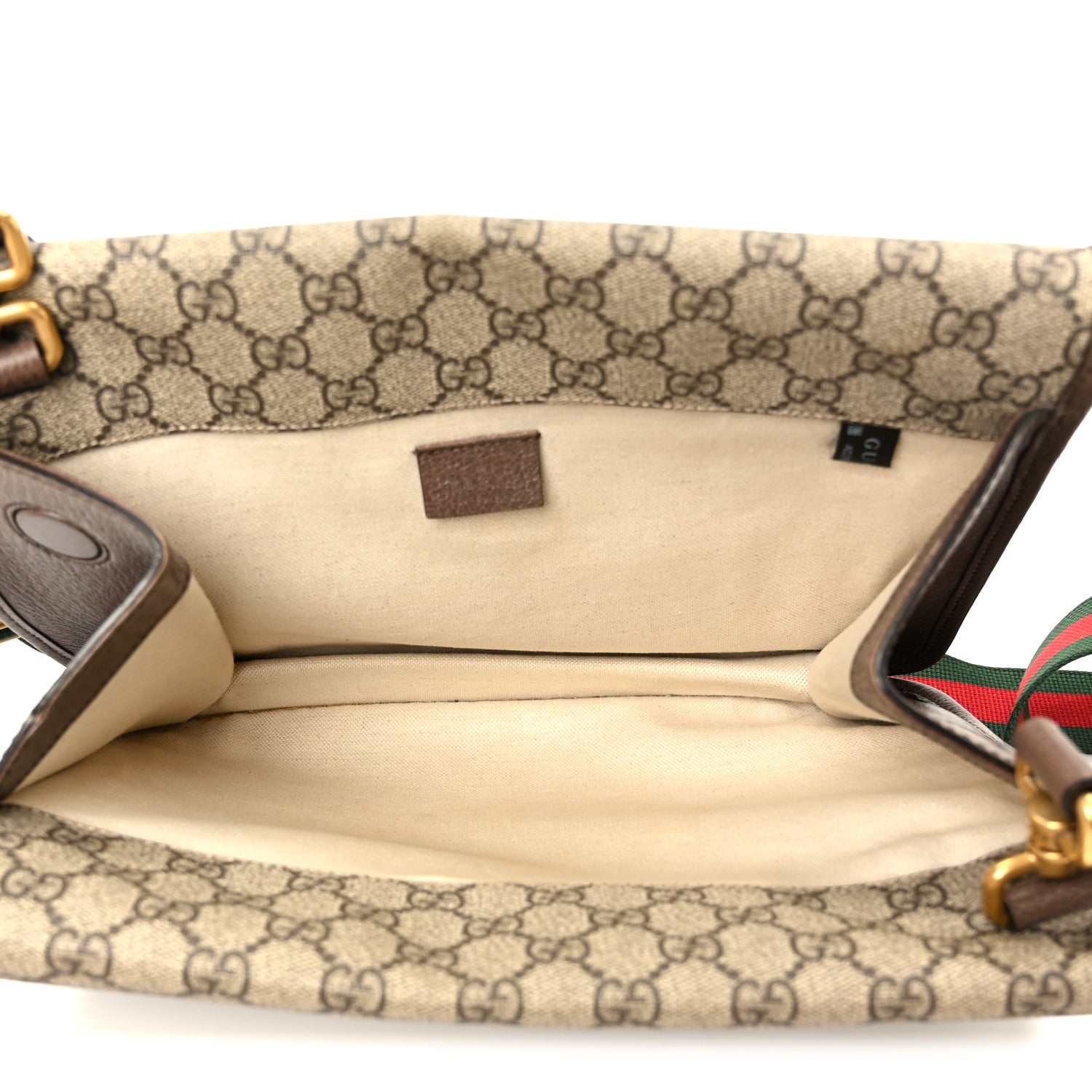 Gucci GG Supreme Monogram Web Small Neo Vintage Double Flap Messenger Bag Beige New Acero 5 of 12