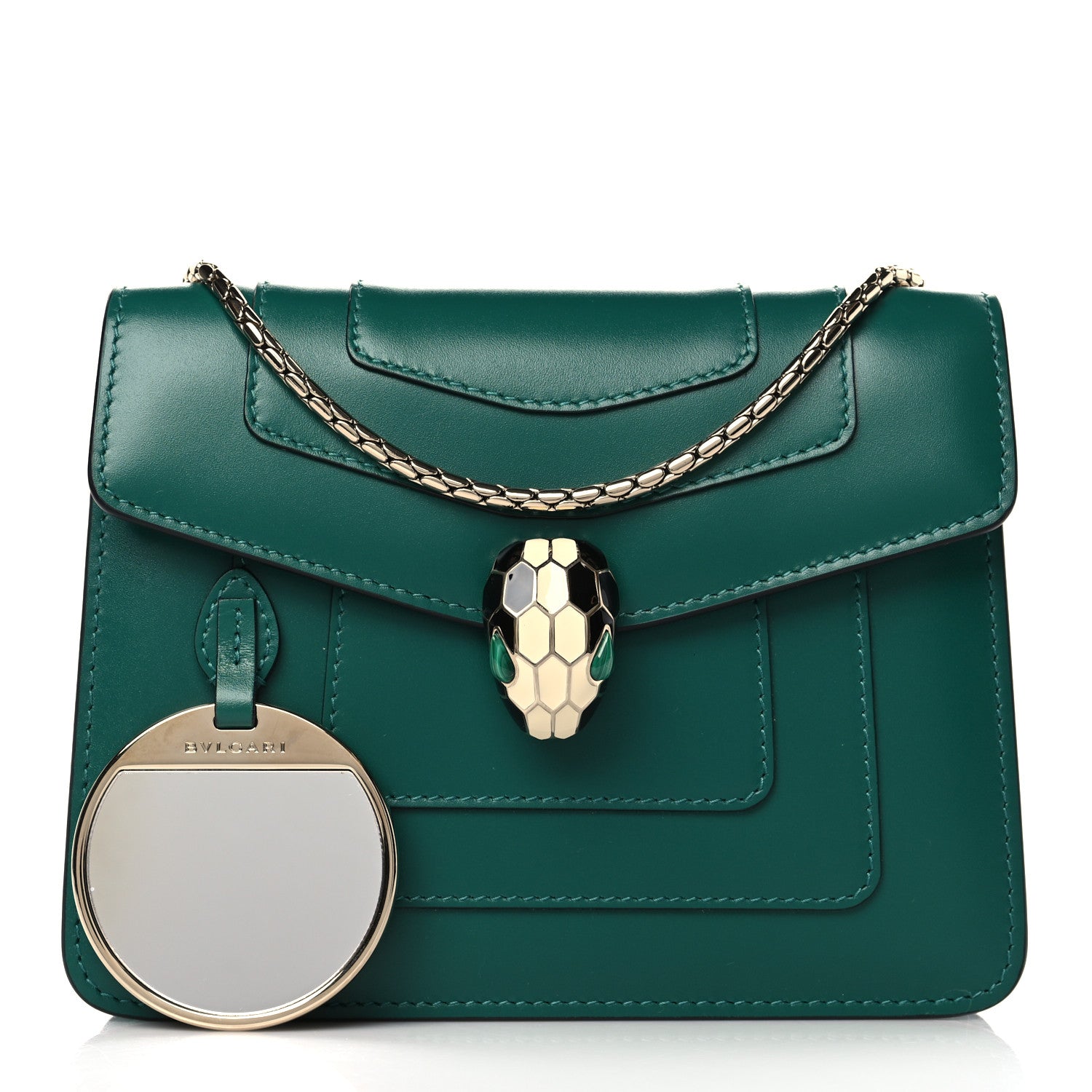 Bulgari Calfskin Small Serpenti Forever Snake Strap Crossbody Bag Emerald Green 1 of 8