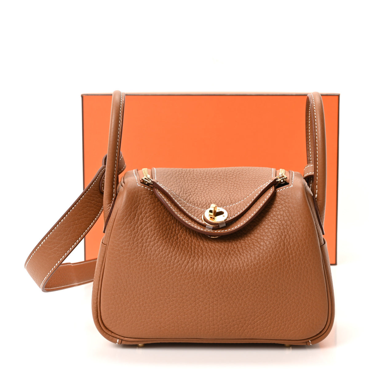 Hermes Taurillon Clemence Mini Lindy 20 Gold 11 of 11
